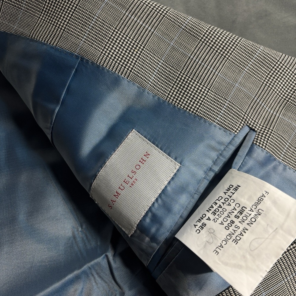 Samuelsohn Bespoke Sport Coat 44L Wool Super 140's Blazer SB Gable Multicolored